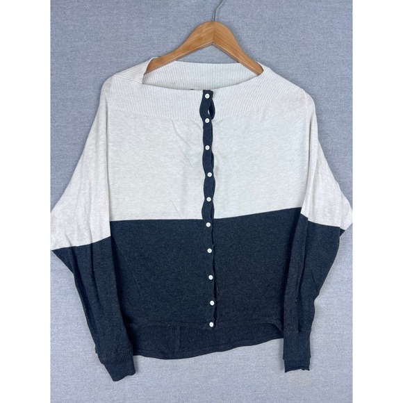 lululemon athletica Sweaters - Lululemon Athletica Women 6 Colorblock Cotton Cardigan Sweater Gray Cream Button